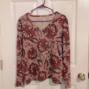 Croft & Barrow Long sleeve Floral Top, Size XL